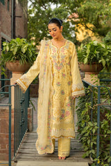 ELAF - 3PC LAWN EMBROIDERED SHIRT WITH KHADDI NET EMBROIDERED DUPATTA AND TROUSER - HZG2871