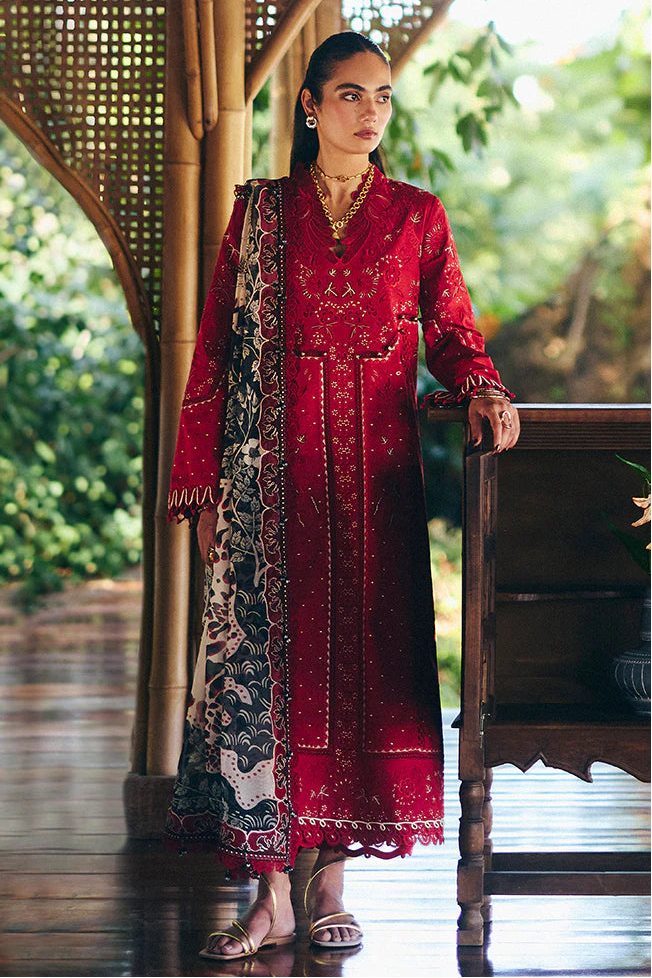 SUFFUSE - 3PC LAWN EMBROIDERED SHIRT WITH CHIFFON PRINTED DUPATTA AND TROUSER - HZG2835