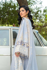 ETHNC - 3PC LAWN EMBROIDERED SHIRT WITH ORGANZA EMBROIDERED DUPATTA AND TROUSER - HZG2732