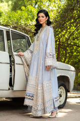 ETHNC - 3PC LAWN EMBROIDERED SHIRT WITH ORGANZA EMBROIDERED DUPATTA AND TROUSER - HZG2732