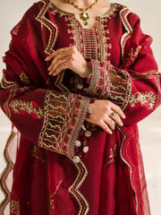 BATIK - 3PC LAWN EMBROIDERED SHIRT WITH ORGANZA EMBROIDERED DUPATTA AND TROUSER - HZG1792