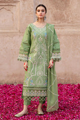 MAHNUR - 3PC LAWN EMBROIDERED SHIRT WITH CHIFFON EMBROIDERED DUPATTA AND TROUSER - HZG2642