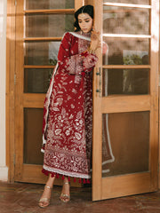 MAHNUR - 3PC LAWN EMBROIDERED SHIRT WITH KHADDI NET EMBROIDERED DUPATTA AND TROUSER - HZG3000