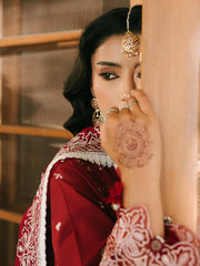 MAHNUR - 3PC LAWN EMBROIDERED SHIRT WITH KHADDI NET EMBROIDERED DUPATTA AND TROUSER - HZG3000