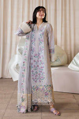 MARYAM HUSSAIN - 3PC LAWN EMBROIDERED SHIRT WITH KHADDI NET EMBROIDERED DUPATTA AND TROUSER - HZG3050