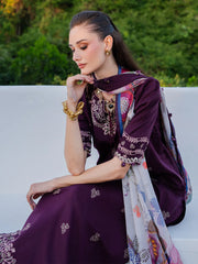 IZEL - 3PC LAWN EMBROIDERED SHIRT WITH CHIFFON PRINTED DUPATTA AND TROUSER - HZG2852