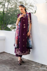 IZEL - 3PC LAWN EMBROIDERED SHIRT WITH CHIFFON PRINTED DUPATTA AND TROUSER - HZG2852