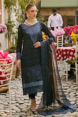 MAHNUR - 3PC LAWN EMBROIDERED SHIRT WITH KHADDI NET EMBROIDERED DUPATTA AND TROUSER - HZG2777