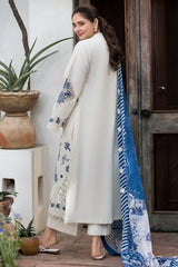 MOTIFZ - 3PC LAWN EMBROIDERED SHIRT WITH SILK PRINTED DUPATTA AND TROUSER - HZG3027