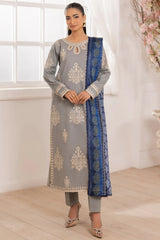 MOHAGNI - 3PC LAWN EMBROIDERED SHIRT WITH MANAAR PRINTED DUPATTA AND TROUSER - HZG2229