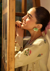 MARYAM HUSSAIN - 3PC LAWN EMBROIDERED SHIRT WITH KHADI NET EMBROIDERED DUPATTA AND TROUSER - HZG2715