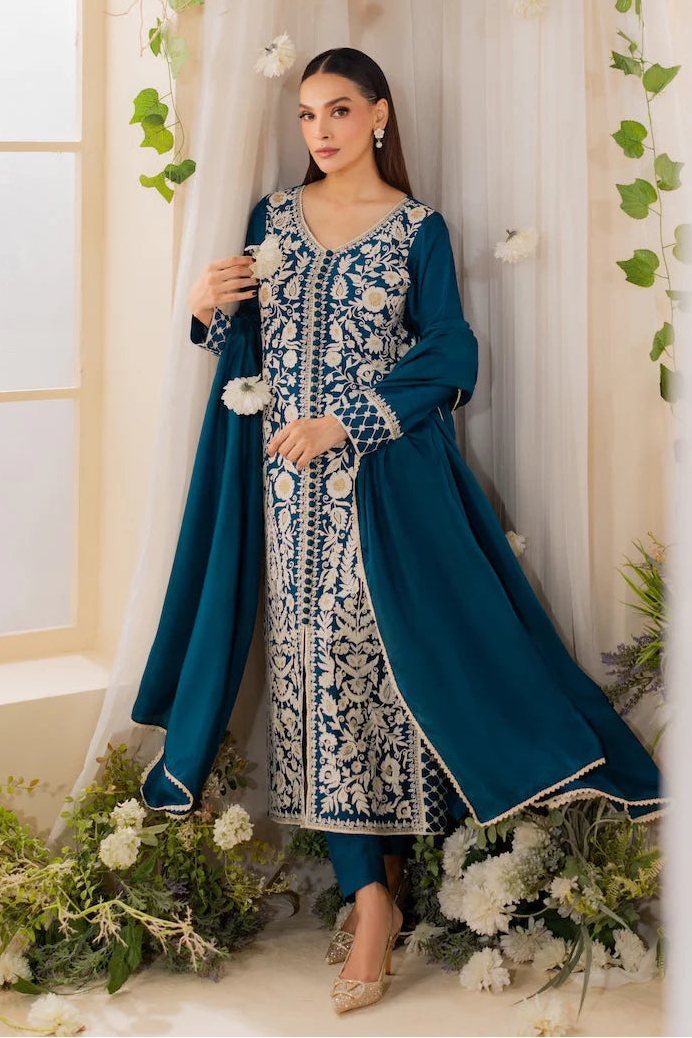 MIRANA - 3PC LAWN EMBROIDERED SHIRT WITH CHIFFON DUPATTA AND TROUSER - HZG2697