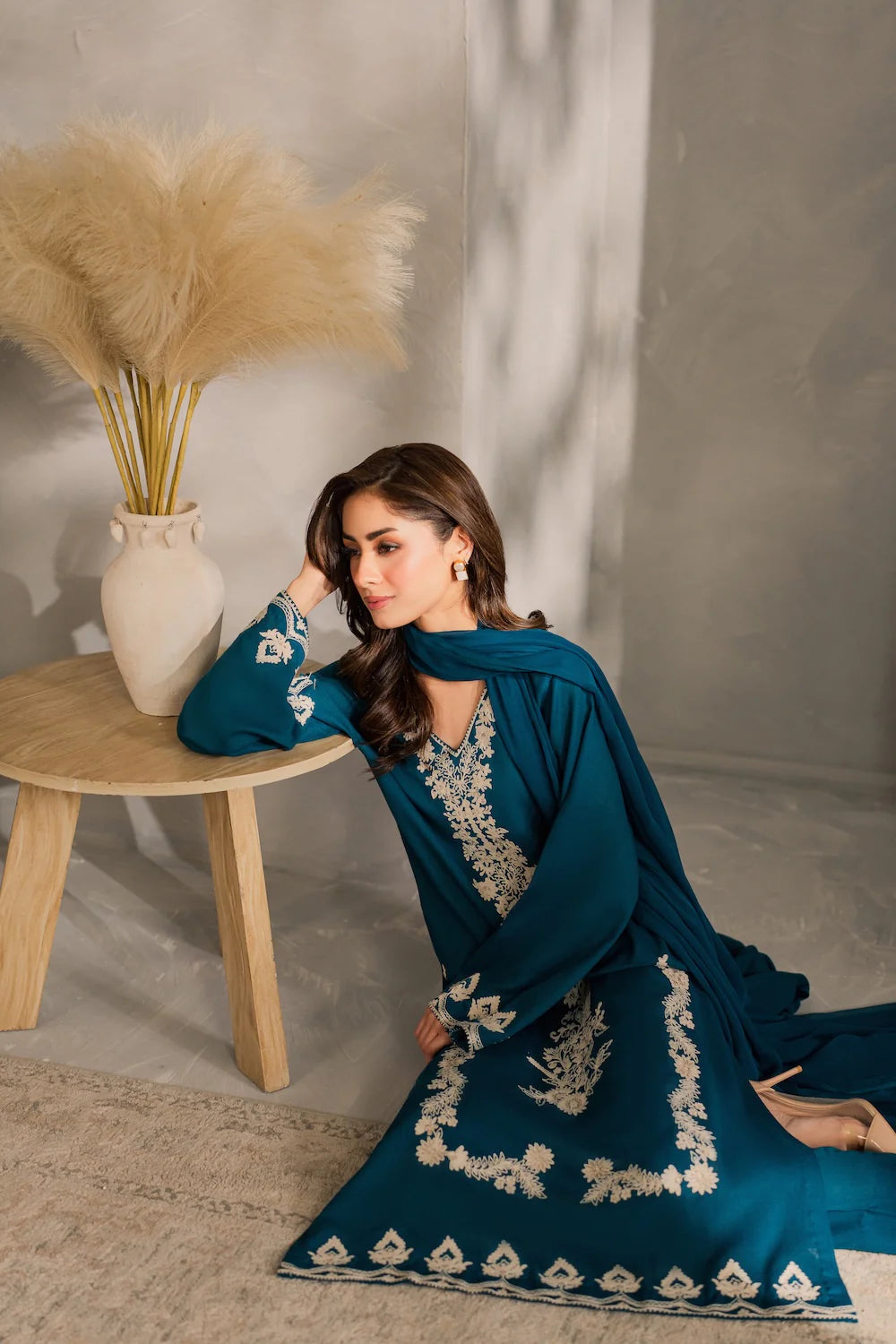 BATIK - 3PC DHANAK EMBROIDERED SHIRT WITH CHIFFON EMBROIDERED DUPATTA AND TROUSER - HZU2428