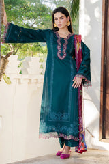 IZEL - 3PC LAWN EMBROIDERED SHIRT WITH CHIFFON PRINTED DUPATTA AND TROUSER - HZG2791