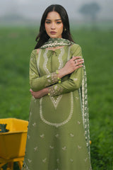 IZEL - 3PC LAWN EMBROIDERED SHIRT WITH CHIFFON PRINTED DUPATTA AND TROUSER - HZG2686