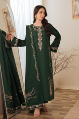 BATIK - 3PC DHANAK EMBROIDERED SHIRT DHANAK EMBROIDERED SHAWL AND TROUSER - HZG3160