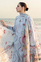 QALAMKAR - 3PC LAWN EMBROIDERED SHIRT WITH MANAAR PRINTED DUPATTA AND TROUSER - HZG3100