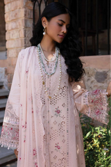 QALAMKAR - 3PC CHIKANKARI LAWN EMBROIDERED SHIRT WITH MANAAR EMBROIDERED DUPATTA AND TROUSER - HZG2679
