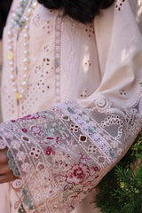 QALAMKAR - 3PC CHIKANKARI LAWN EMBROIDERED SHIRT WITH MANAAR EMBROIDERED DUPATTA AND TROUSER - HZG2679
