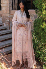 QALAMKAR - 3PC CHIKANKARI LAWN EMBROIDERED SHIRT WITH MANAAR EMBROIDERED DUPATTA AND TROUSER - HZG2679