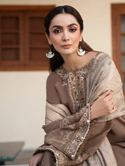 IZEL - 3PC LAWN EMBROIDERED SHIRT WITH CHIFFON PRINTED DUPATTA AND TROUSER - HZG2653