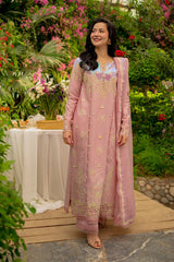 RANG RASIYA - 3PC LAWN SEQUIN EMBROIDERED SHIRT WITH KHADDI NET EMBROIDERED DUPATTA AND TROUSER - HZG3056