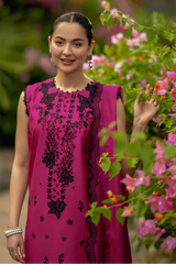RANG RASIYA - 3PC LAWN EMBROIDERED SHIRT WITH KHADDI NET EMBROIDERED DUPATTA AND TROUSER - HZG3001