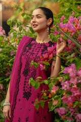 RANG RASIYA - 3PC LAWN EMBROIDERED SHIRT WITH KHADDI NET EMBROIDERED DUPATTA AND TROUSER - HZG3001