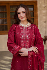 BATIK - 3PC LAWN EMBROIDERED SHIRT WITH CHIFFON EMBROIDERED DUPATTA AND TROUSER - HZG2834