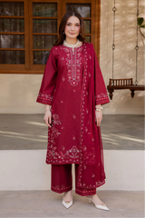 BATIK - 3PC LAWN EMBROIDERED SHIRT WITH CHIFFON EMBROIDERED DUPATTA AND TROUSER - HZG2834