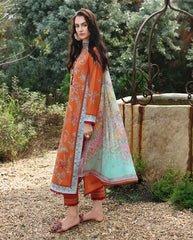 MUSHQ - 3PC LAWN EMBROIDERED SHIRT WITH CHIFFON PRINTED DUPATTA AND TROUSER - HZG3083