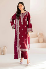 GARNET - 3PC LAWN EMBROIDERED SHIRT WITH CHIFFON EMBROIDERED DUPATTA AND TROUSER - HZG2099