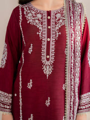 GARNET - 3PC LAWN EMBROIDERED SHIRT WITH CHIFFON EMBROIDERED DUPATTA AND TROUSER - HZG2099