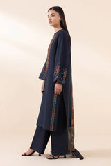 SAPPHIRE - 3PC KHADDAR EMBROIDERED SHIRT WITH TWILL PRINTED SHAWL AND TROUSER - HZG1846