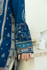 ZARA SHAH JAHAN - 3PC DHANAK EMBROIDERED SHIRT WITH TWILL PRINTED SHAWL AND TROUSER - HZG2348