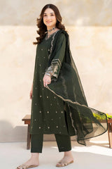 LAZULI - 3PC LAWN EMBROIDERED SHIRT WITH CHIFFON EMBROIDERED DUPATTA AND TROUSER - HZG2106