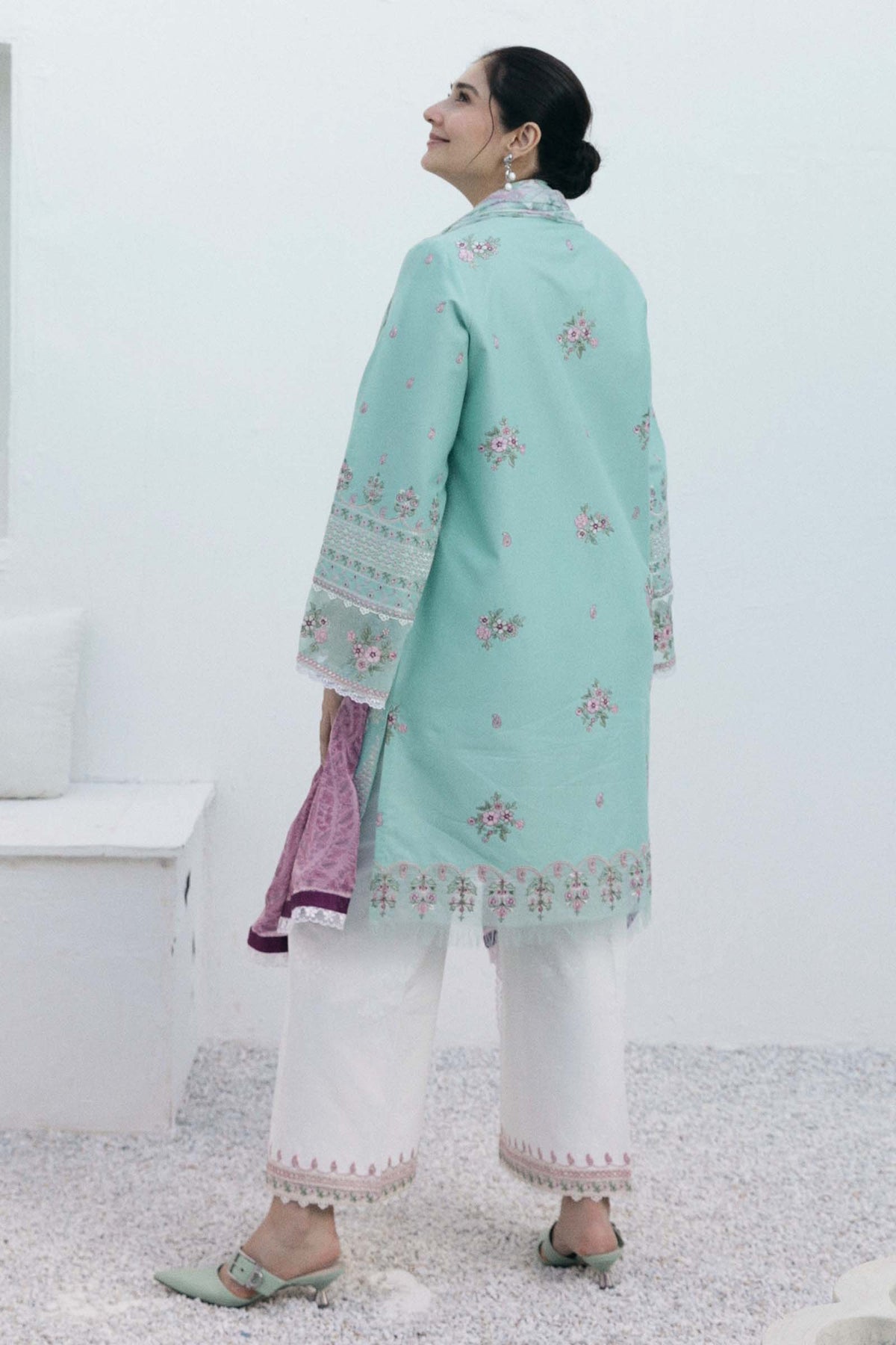 ZARA SHAH JAHAN - 3PC LAWN EMBROIDERED SHIRT WITH DIAMOND PRINTED DUPATTA AND TROUSER - HZG1669