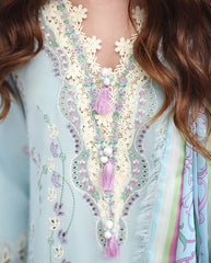 MUSHQ - 3PC LAWN EMBROIDERED SHIRT WITH SILK PRINTED DUPATTA AND TROUSER - HZG3030