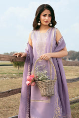 IZEL - 3PC LAWN EMBROIDERED SHIRT WITH ORGANZA EMBROIDERED DUPATTA AND TROUSER - HZG2853