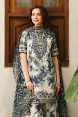 SAPPHIRE - 3PC LAWN PRINTED SHIRT WITH CHIFFON PRINTED DUPATTA AND TROUSER - HZG2912
