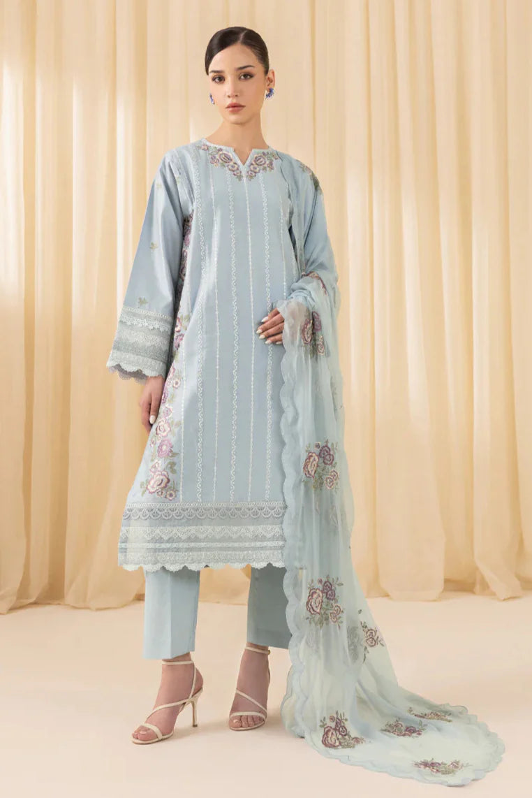 SAPPHIRE - 3PC LAWN EMBROIDERED SHIRT WITH CHIFFON EMBROIDERED DUPATTA AND TROUSER - HZG2068