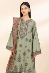 SAPPHIRE - 3PC LAWN EMBROIDERED SHIRT WITH MANAAR PRINTED DUPATTA AND TROUSER - HZG2066