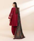 SAPPHIRE - 3PC DHANAK EMBROIDERED SHIRT WITH TWILL PRINTED SHAWL AND TROUSER - HZG2039