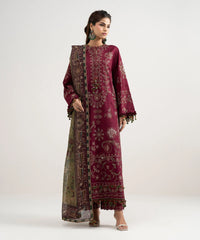 SAPPHIRE - 3PC LAWN EMBROIDERED SHIRT WITH MANAAR PRINTED DUPATTA AND TROUSER - HZG3003