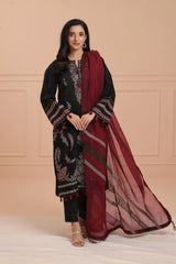 JAZMIN - 3PC LAWN EMBROIDERED SHIRT WITH COTTON NET DUPATTA  AND TROUSER - HZG2214