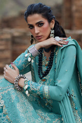 ELAN - 3PC DHANAK EMBROIDERED SHIRT WITH DHANAK EMBROIDERED SHAWL AND TROUSER - HZG2418