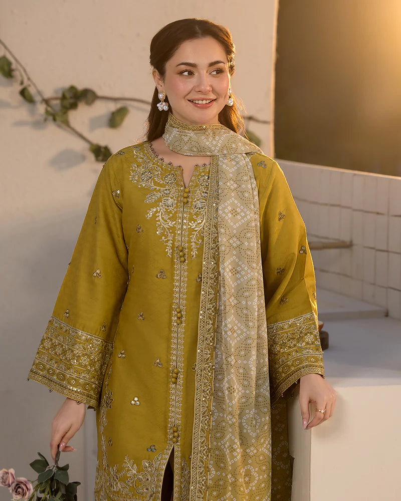 JADE - 3PC LAWN EMBROIDERED SHIRT WITH CHIFFON PRINTED DUPATTA AND TROUSER - HZG2269