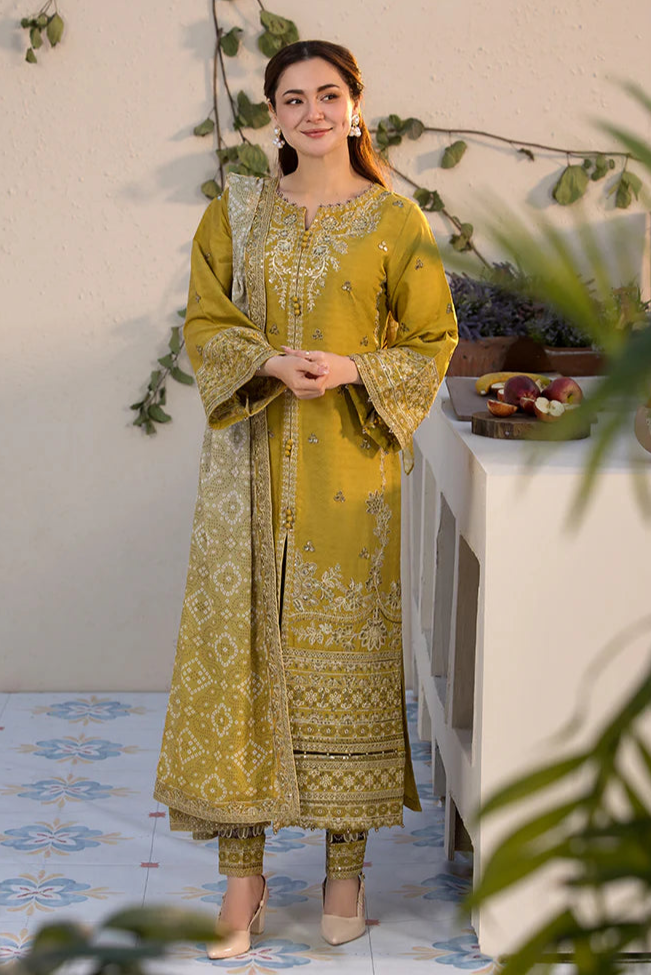 JADE - 3PC LAWN EMBROIDERED SHIRT WITH CHIFFON PRINTED DUPATTA AND TROUSER - HZG2269