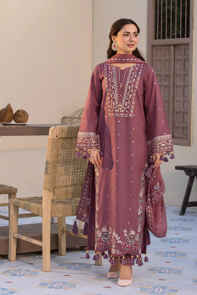 JADE - 3PC LAWN EMBROIDERED SHIRT WITH CHIFFON EMBROIDERED DUPATTA AND TROUSER - HZG2225
