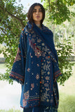 ZAHA - 3PC DHANAK EMBROIDERED SHIRT WITH DHANAK EMBROIDERED SHAWL AND TROUSER - HZG2008